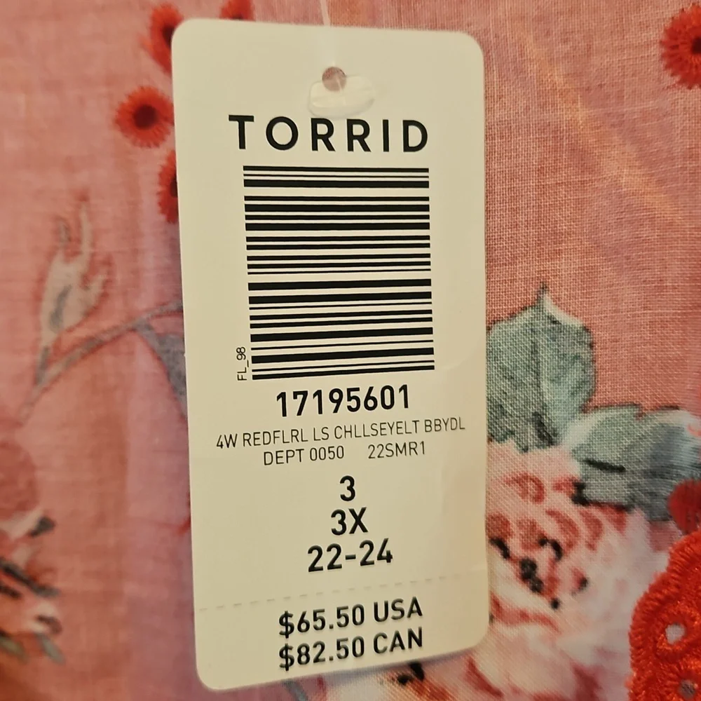 Torrid Red Floral Print Babydoll Top - Picture 4 of 8